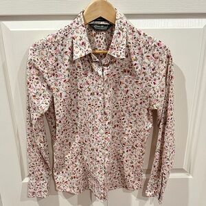Eddie Bauer White Floral Button Down Shirt